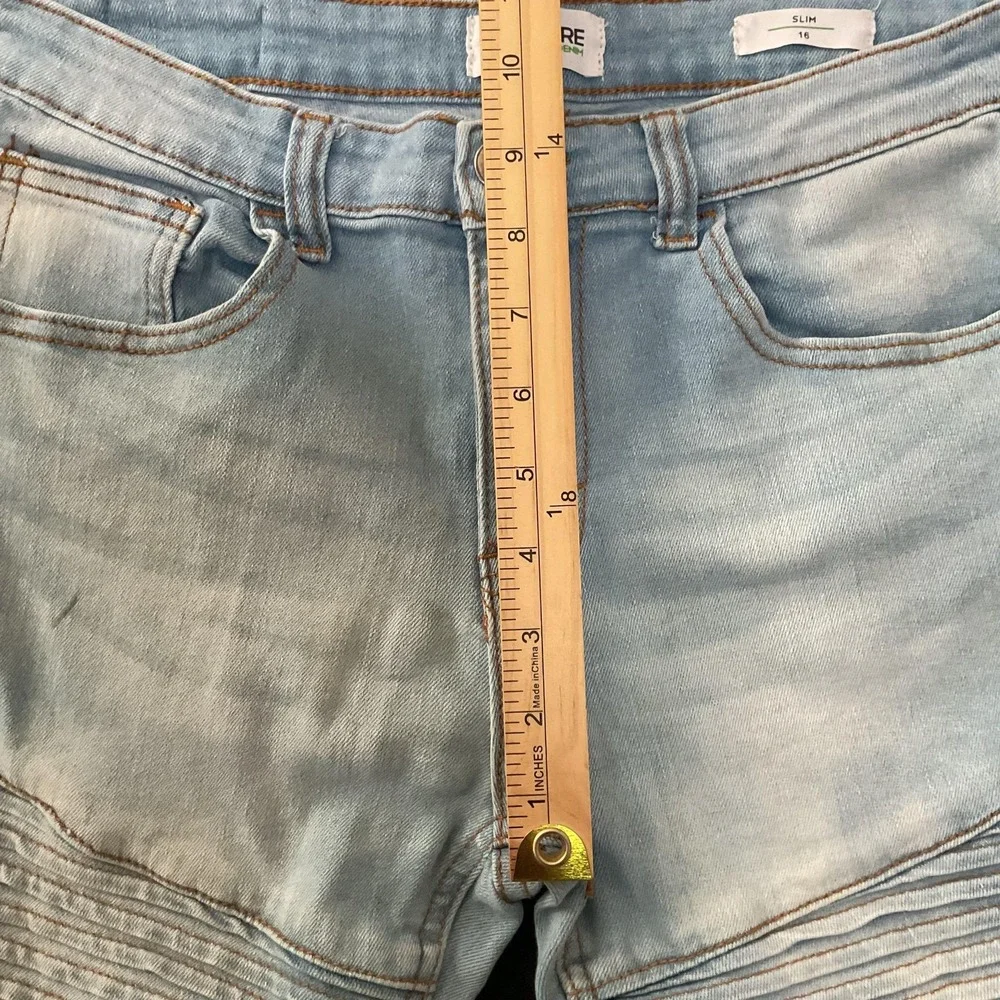 Ring Of Fire Jeans Boys 16 Slim Light Wash Blue Moto Biker‎ Skinny Stretch Denim